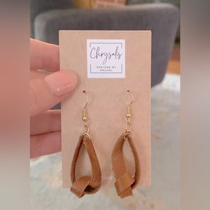 Handmade leather knotted earrings